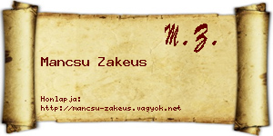 Mancsu Zakeus névjegykártya